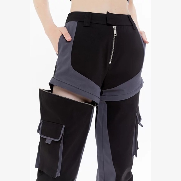 I.AM.GIA Pant Frances Cargo Pockets Removable Shorts Zipper Baggy Black S GUC - Picture 12 of 13